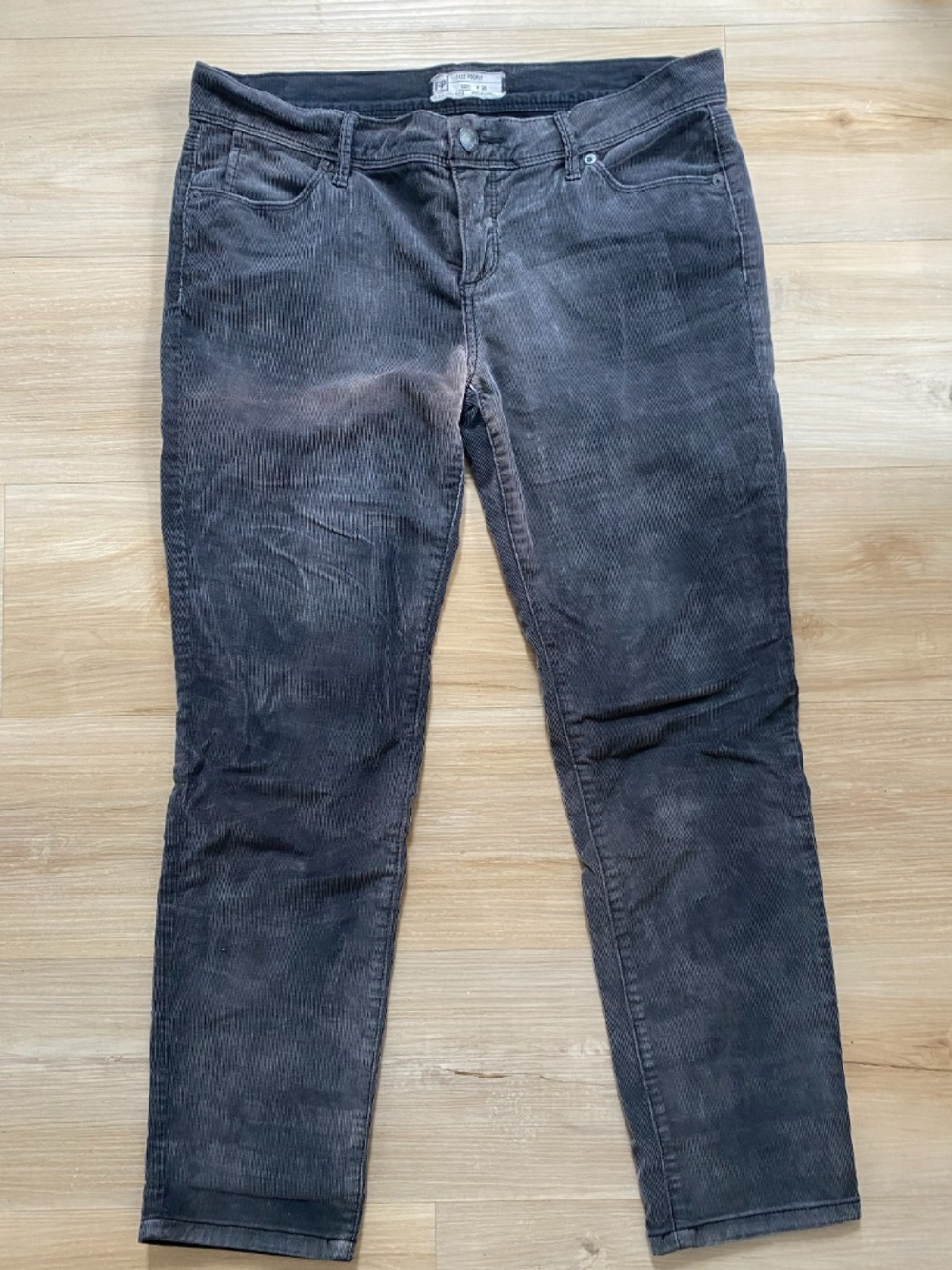 Free People Gray Corduroy Skinny Straight Leg Pants